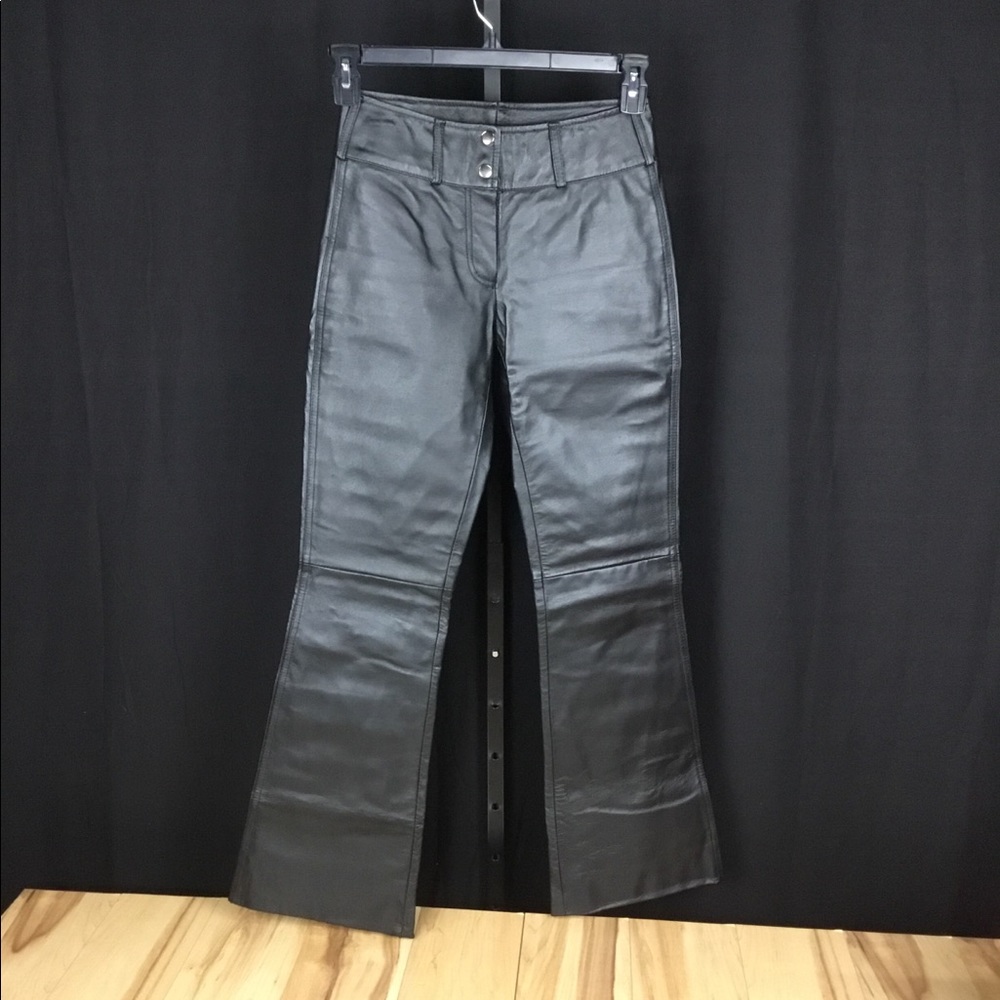 Spiegel 100% black leather pants 26x30 size 2